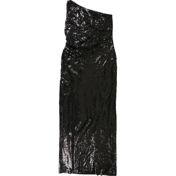 Ralph Lauren Womens Sequined One Shoulder Dress, Black, NWT